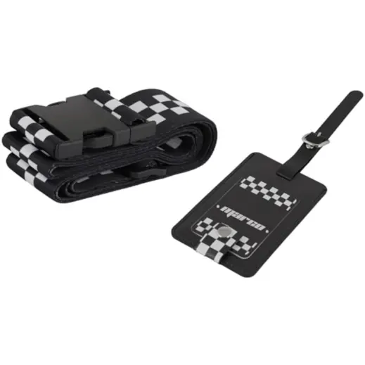 Checkered Luggage Strap & Tag Black-White Display